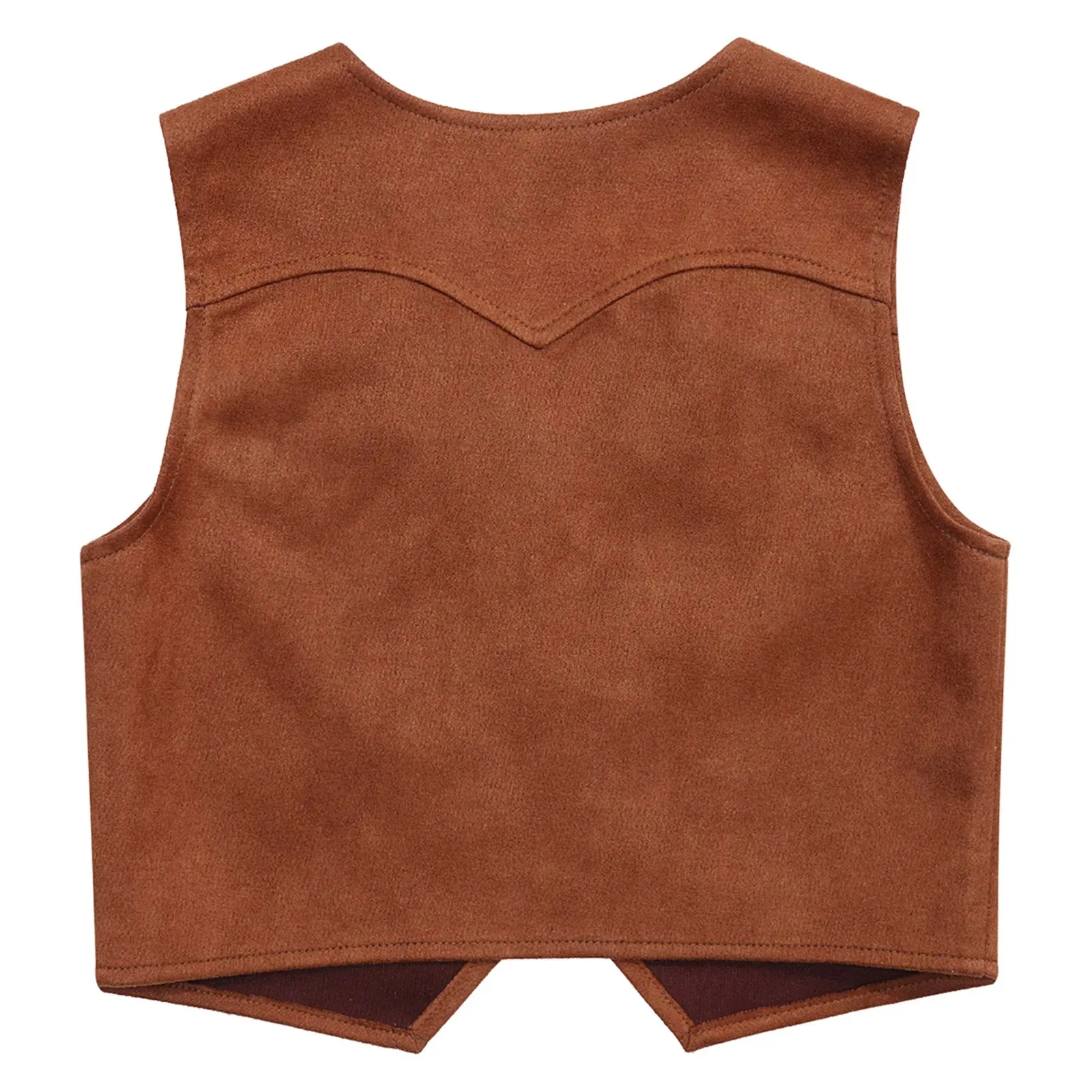 Kids Halloween Western Cowboy Cowgirl Cosplay Performance Costume Fringe Decor Open Front Vest Waistcoat for Carnival Party