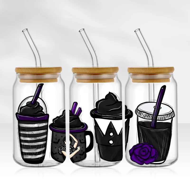 Wednesday Addams UV DTF Cup Sticker UV Libbey Wrap Transfer Sticker Custom Labels DIY Self adhesive Waterproof Dancing Queen