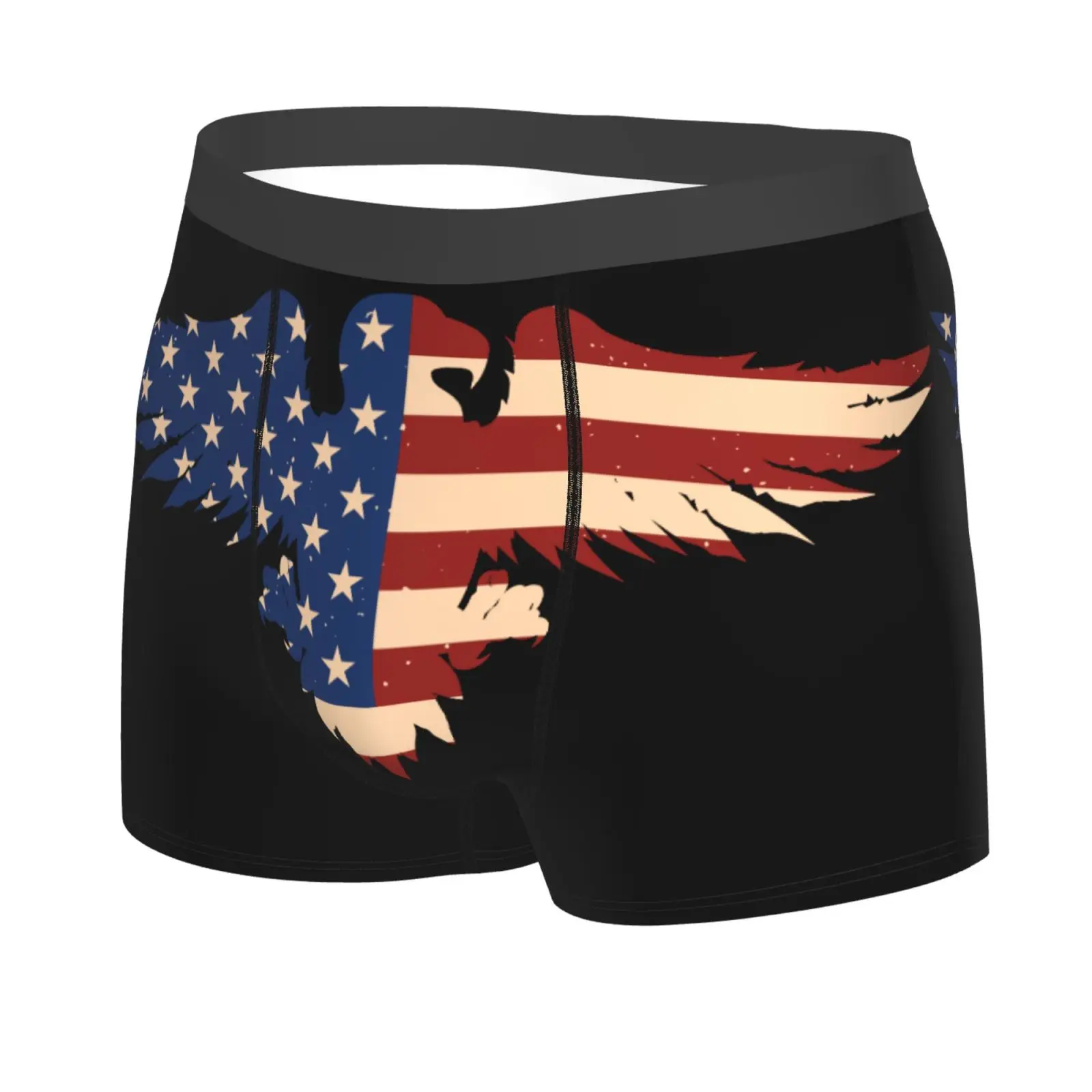 American Eagle USA Flag Men's Breathable Boxer Briefs Comfort Soft Stretch Underwear Trunks with Bulge Pouch for Men Boys