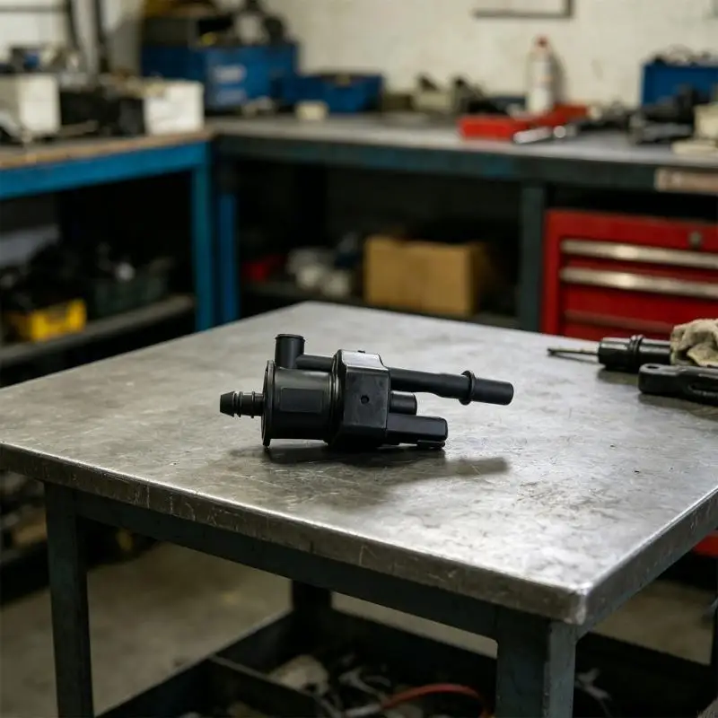 M76E Black Housing Canister Purge Solenoid for Listed Vehicle Service, Port Layout, Top Section 1 Unit, 3.94 in Overall Length