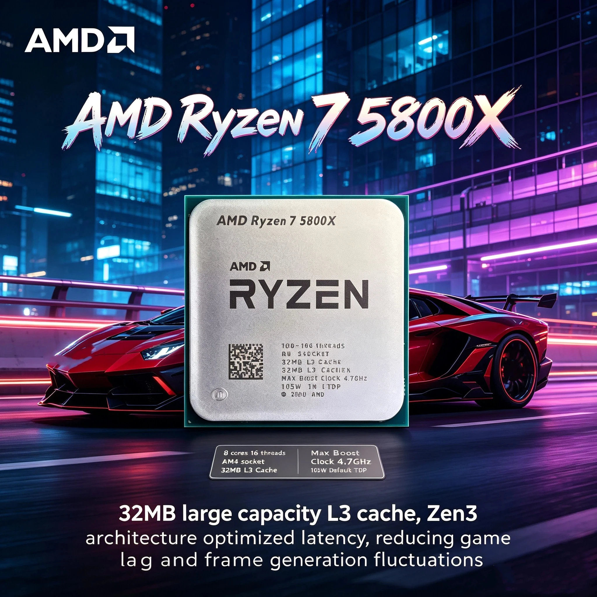 Ryzen 7 5800X Reliable Desktop Processor 8 Core 16 Threads AM4 Socket Multi-Use Gaming Workstation CPU