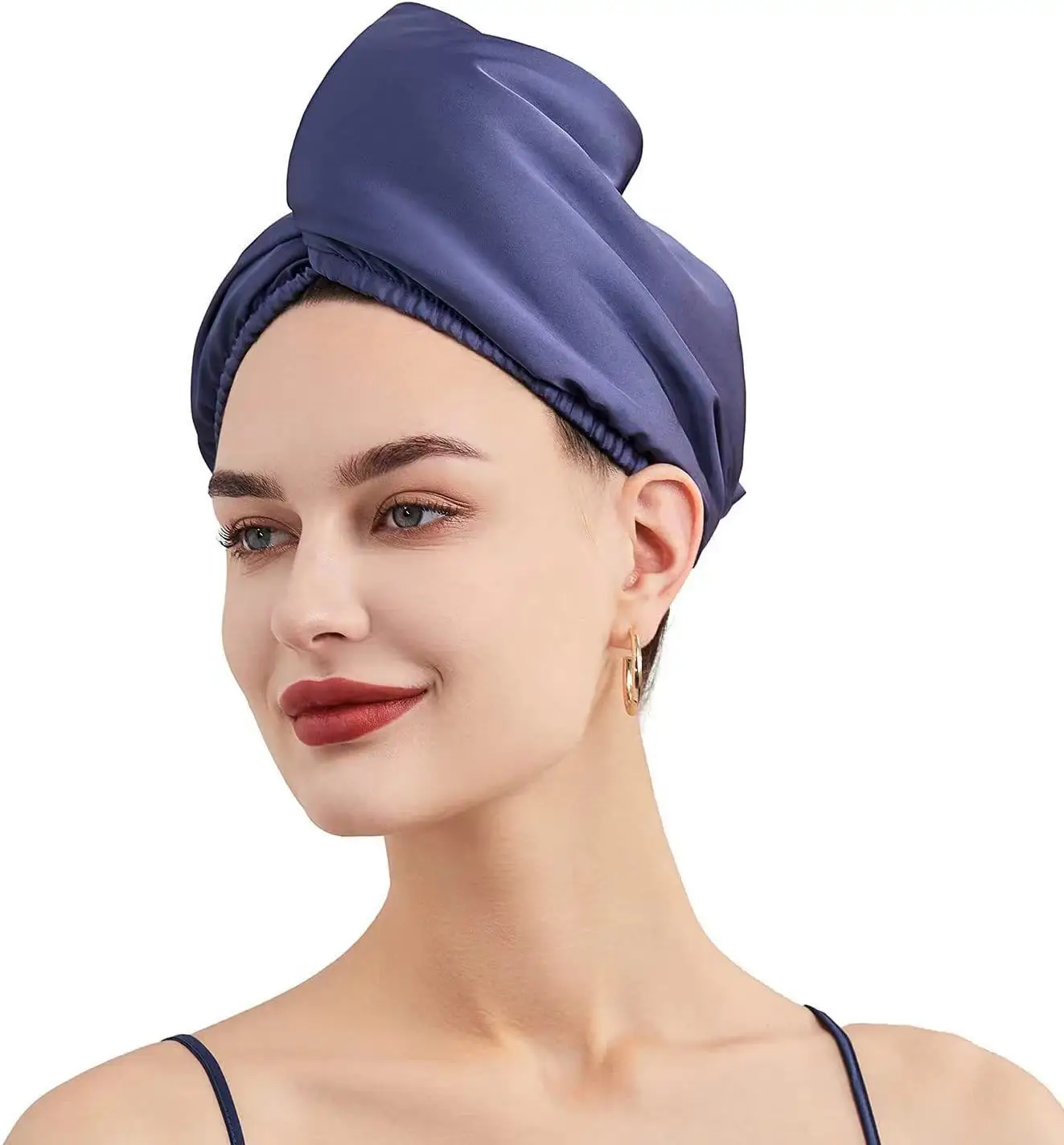 1pc Silk Hair Drying Towels Double Layer Absorbent Quick Dry Wrap Cap European Women Shower Long Curly Hair Dryer Turban