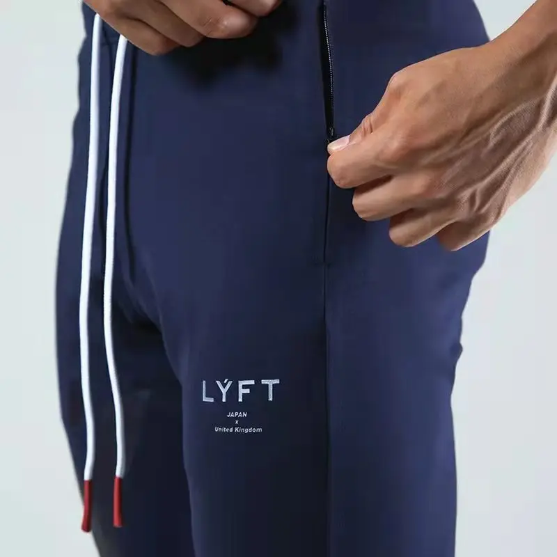 Lyft Fitness Pants Men, Autumn and winter new breathable sports casual pants, slim corset small foot zipper pants