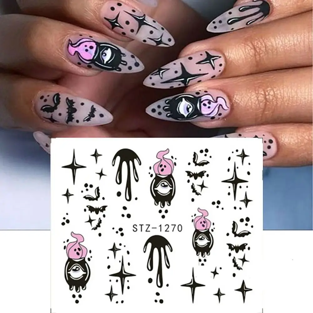 Halloween Ghost Nail Art Wasser Aufkleber Aufkleber Mumie Geist gefälschte Nagel Zubehör DIY Nagel Aufkleber Spinnen Web