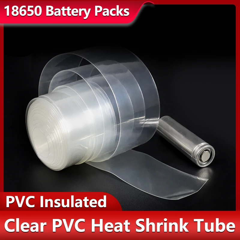 1/3/5M Clear PVC Heat Shrink Tube 7mm~115mm Insulated Lithium Battery Wrap 18650 Battery Packs PVC Shrink Film Cable Protection