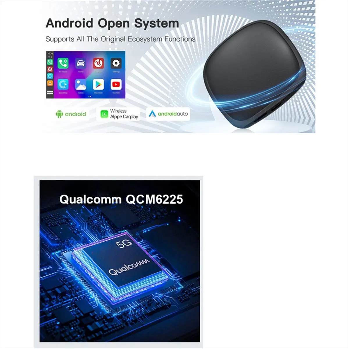 A86G NEW For Android 13 Wireless CarPlay Ai Box QCM6115 8Cores Support for and Built-in for