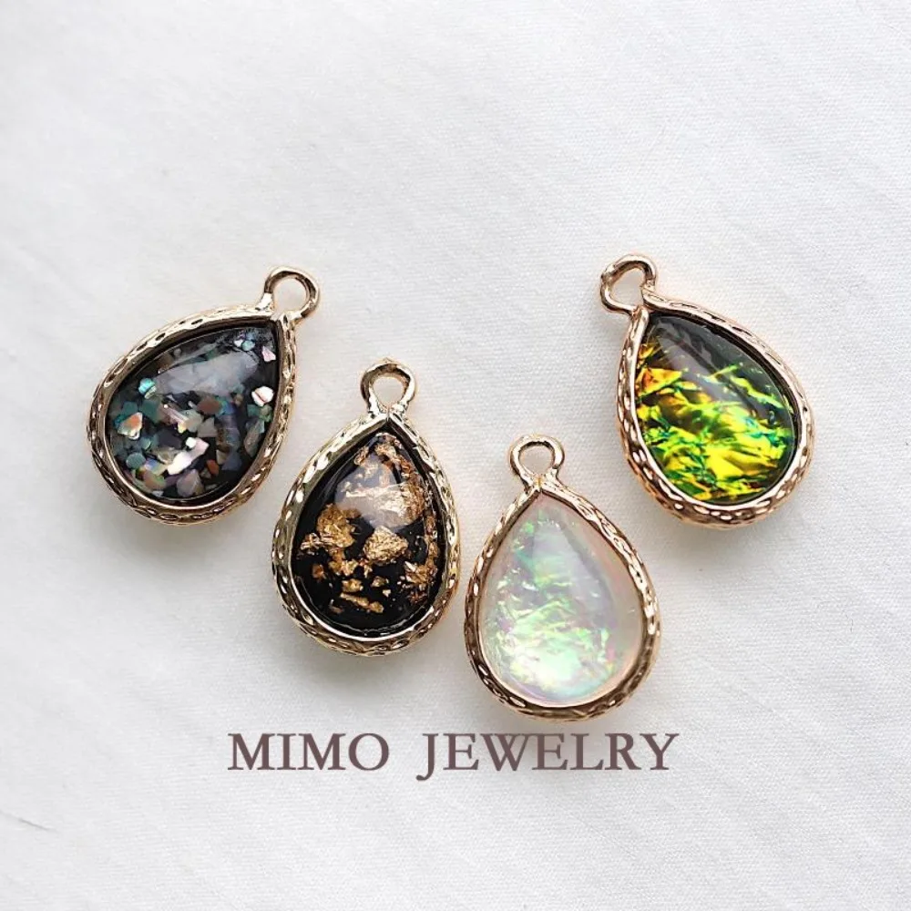 

Edge Wrapped Droplet Shaped Imitation Colorful OPPO Foil Shell Charms Pendant Supplies DIY Hand Brass Gold Plated Accessories