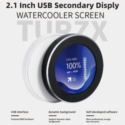 2.1 Inch USB Display for CPU Water Cooler Secondary Screen 480*480 Round Monitor Professional TURZX Software NO AIDA64