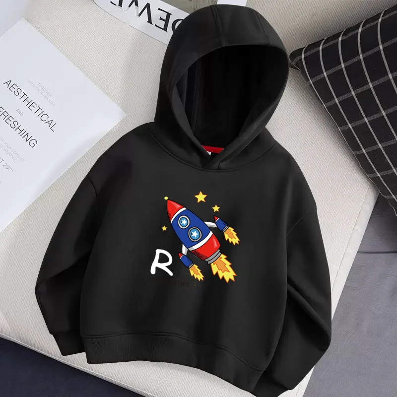 Aimi Lakana Childrens Space Rocket Sweater Long Sleeve Cotton Coat Baby Boys Casual Hoodies