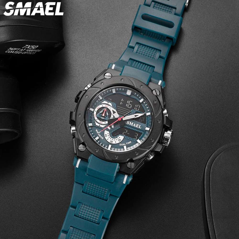 Sports Watches Waterproof SMAEL Men\'s Watch Military Army Blue Stopwatch Week Display Clocke 8060 Fashion Quartz Wristwatch Men