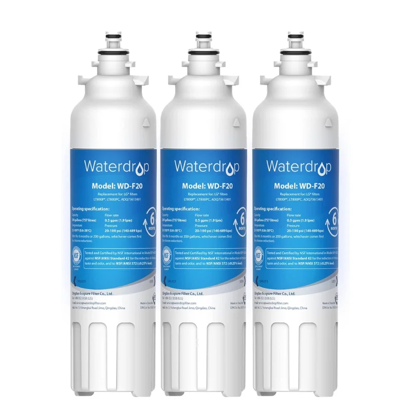 Waterdrop ADQ73613401 Refrigerator Water Filter, Replacement for LG® LT800P®, ADQ73613408, ADQ75795104, ADQ73613402