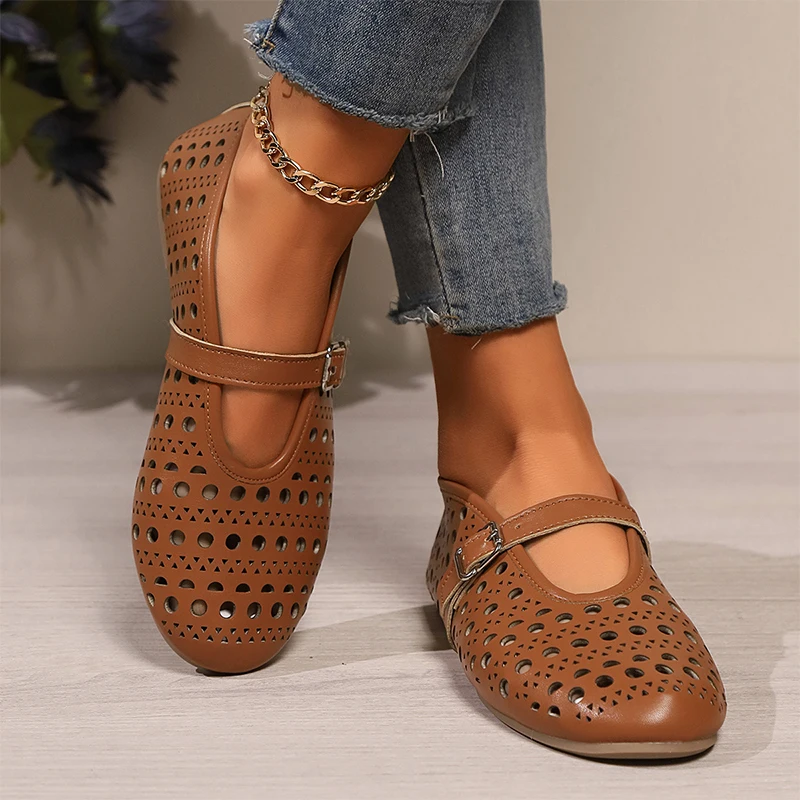 Vrouwen Holle Sandalen Flats Ondiepe Loafers Schoenen 2024 Casual Mode Kleding Schoenen Herfst Nieuwe Gezellige Designer Trend Zachte Mujer Schoenen