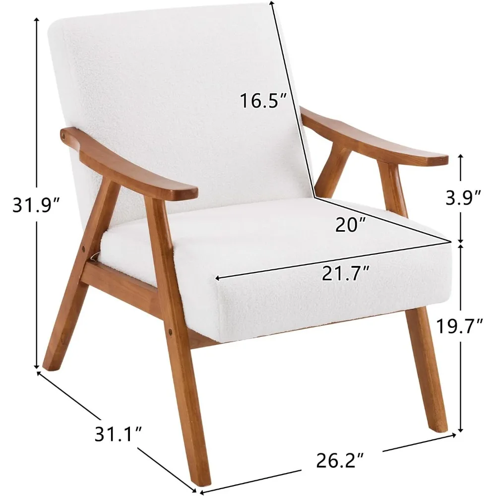 Набор из 2 мягких стульев из шерсти, прочный мягкий стул с мягкой обивкой для спальни/квартиры, круглый стул в стиле ретро для гостиной