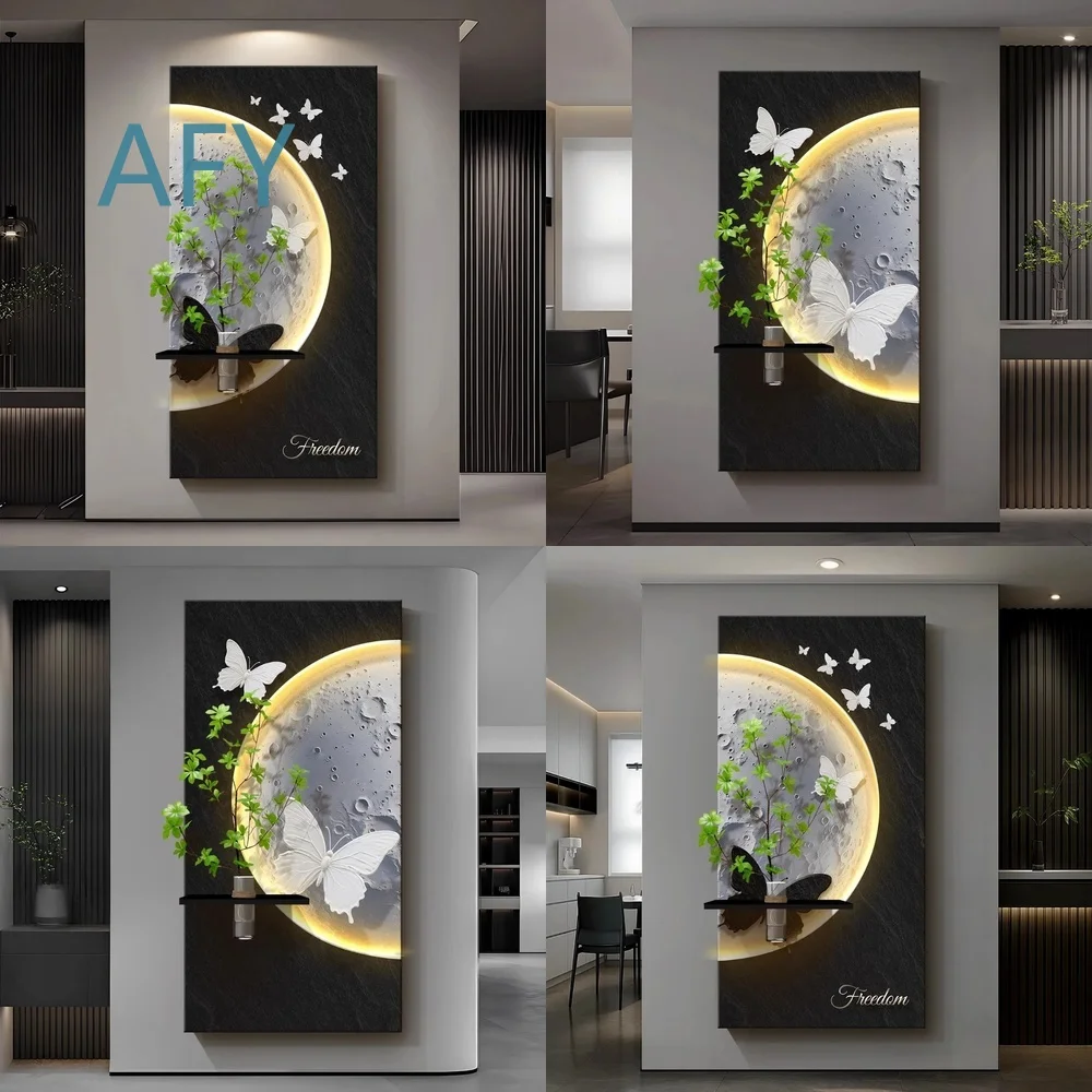 Entrance Foyer Decoration Painting for Modern Home Office for Hydroponic Green Plants Wall Art Three Dimensional Sandstone