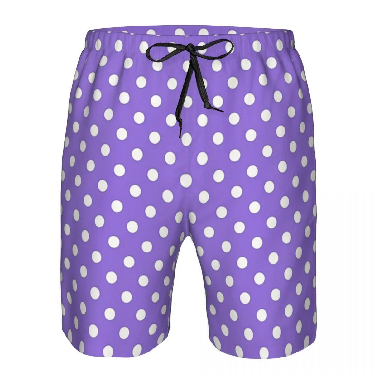 White Polka Dots Over Purple Trunks Beach Board Shorts Casual Quick Dry Swim Summer Men Pants