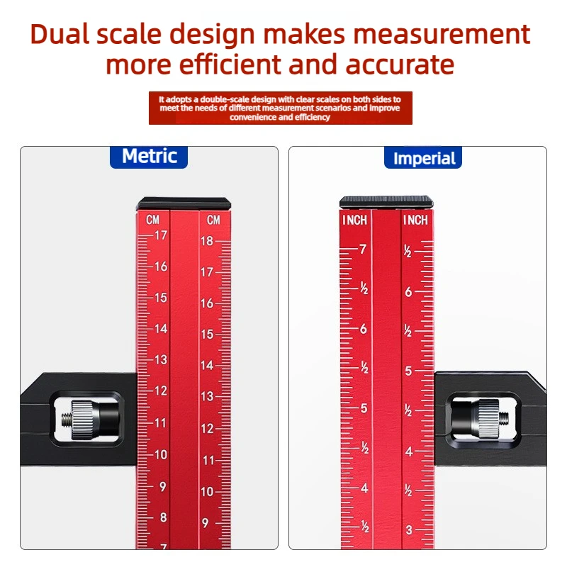 Aluminum Alloy Adjustable Table Saw High Precision Metric Imperial Height Depth Gauge Woodworking Setup Measurement Tool