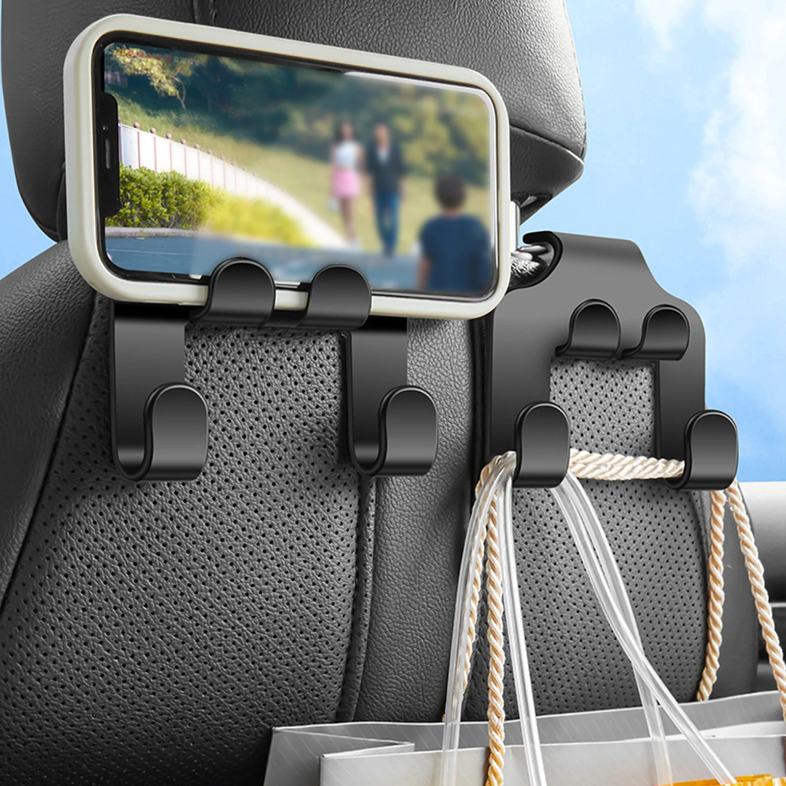 1Pcs Car Seat Back Hook Car Headrest Hanger Phone Stand Universal Auto Interior Organizer Hook For Hanging Grocery Bags Handbag