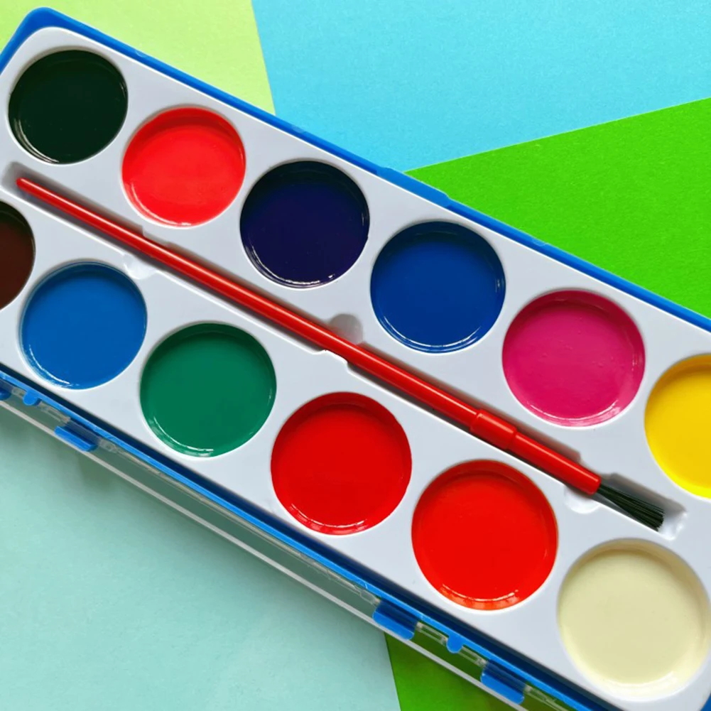 Vibrant and Rich Colors  Art Paint 12color Square Box SemiDry Solid Paint Palette  Smooth Application for Various Surfaces