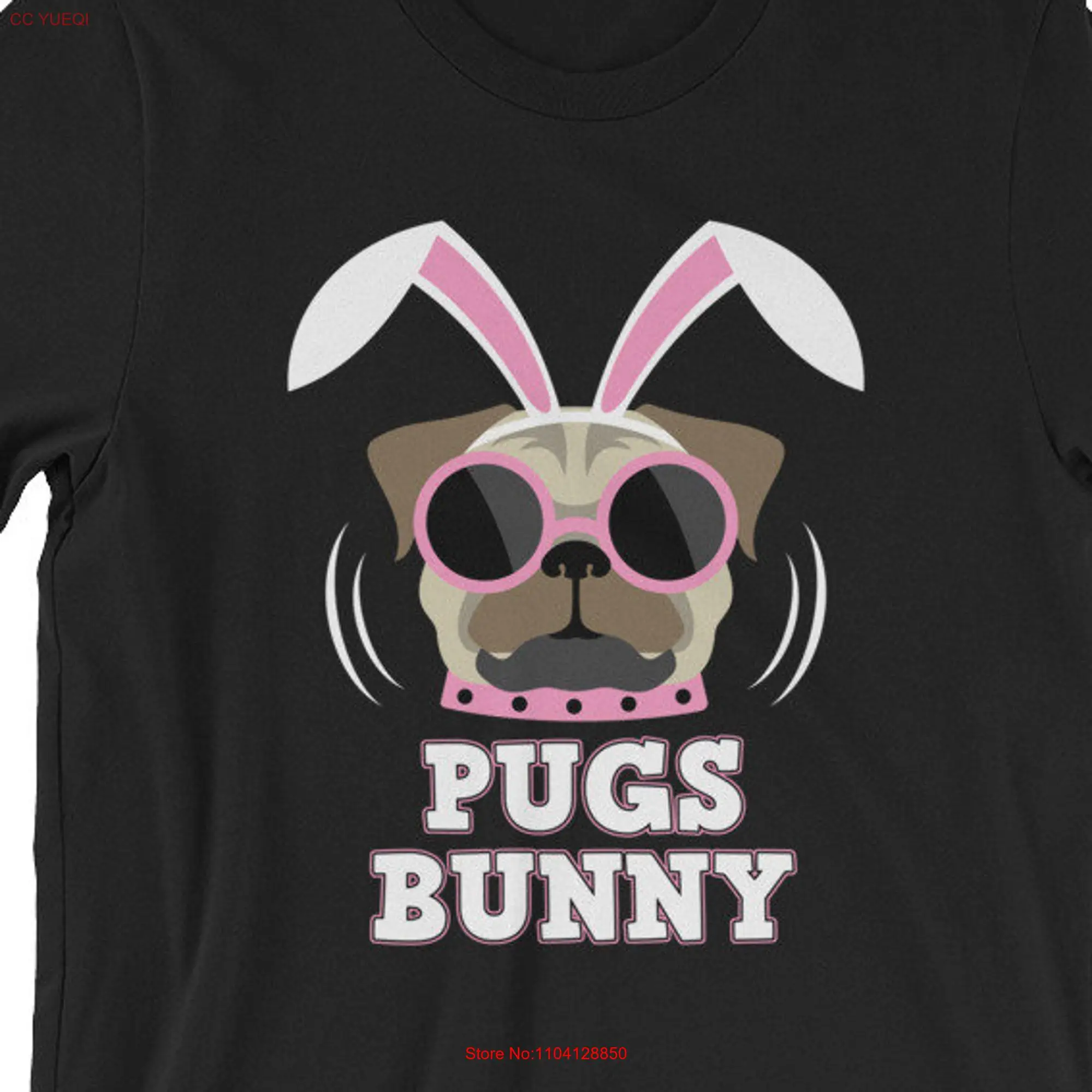 Pugs Bunny T Shirt UNISEX Funny Easter Puggy for men and women Pug Lover  long or short sleeves