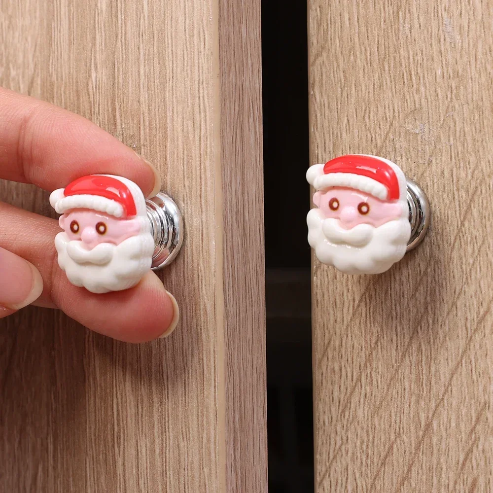 Bathroom Water Box Button Snowman Shape Cartoon Toilet Press No-Punch Door Drawer Handle Santa Claus Christmas Home Decorations