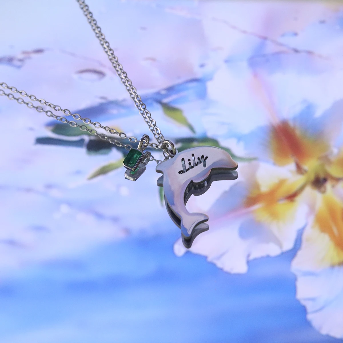 Chandler Custom Name Cute Dolphin Whale Necklace Stainless Steel Marine Animal Chain Fashion Jewelry For Women