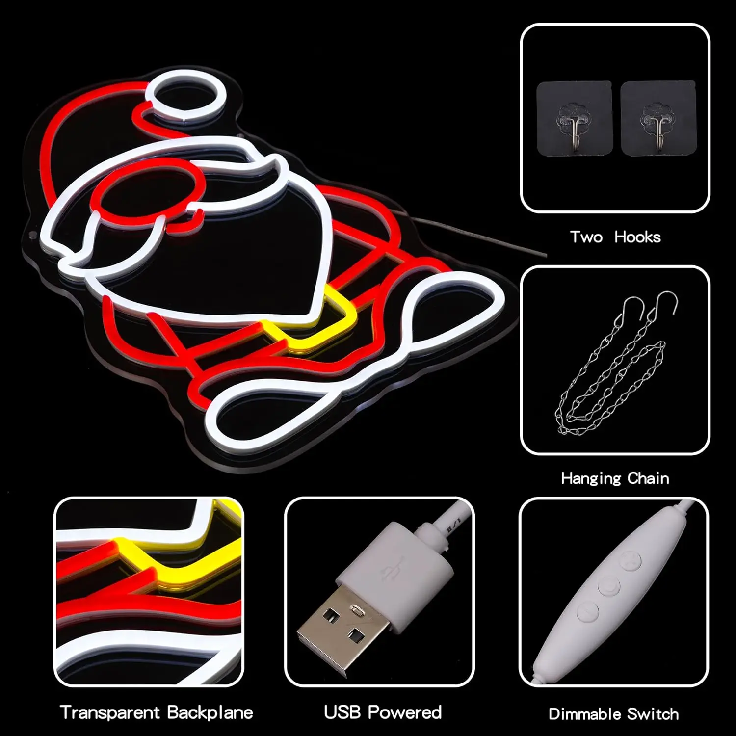 Świąteczny Gnom Neonowy Znak do Dekoracji Ścian Święty Mikołaj LED Neonowy Znak Kolorowy na Imprezę Sypialnia Pokój Dziecięcy Bar Dekoracja