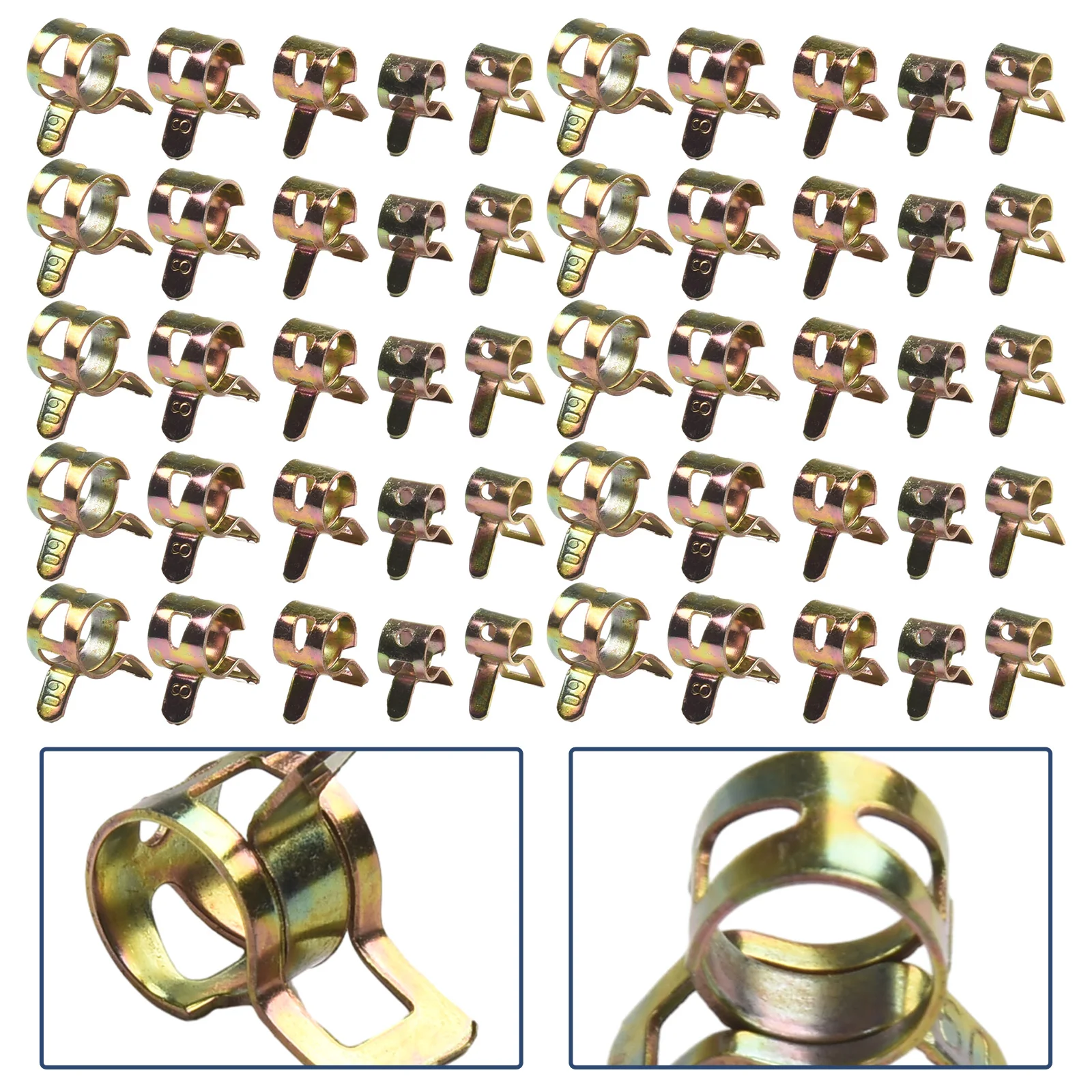 Kit Tube Clamps Air Fuel Hose Pipe Assortment Clip Fastener Parts Tool Tube Water Replacement 65Mn spring steel