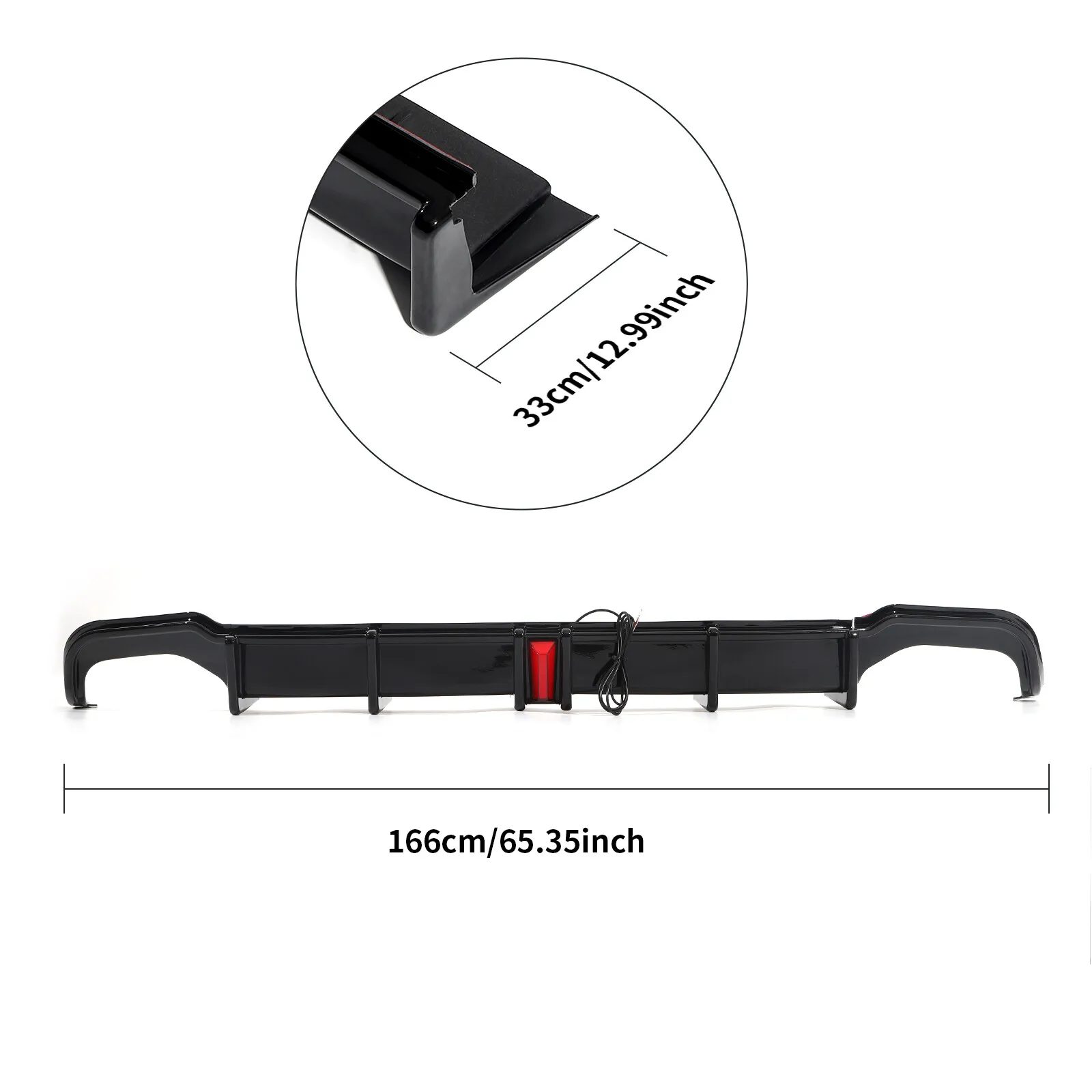 ABS Rear Bumper Spoiler Diffuser with LED Light For Honda Accord Sedan 2018-2022 Black