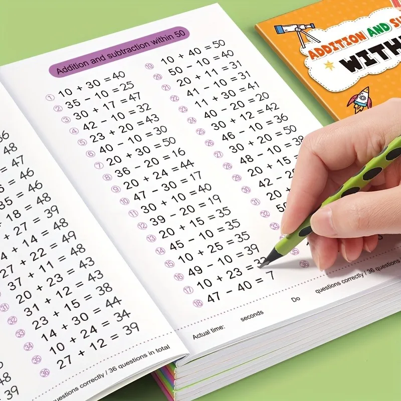 Math Practice Problems Addition & Subtraction Workbook Within 10/20/50/100 for 1st-3rd Grade - Speed Drills & Timed Exercises