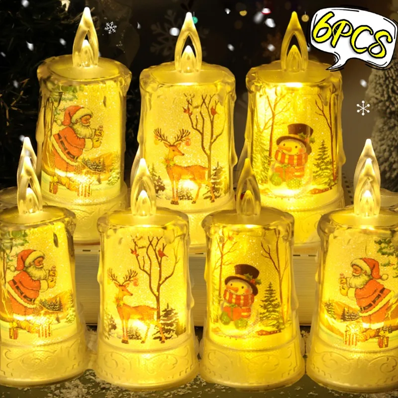 

Flameless Led Candle Christmas Electronic Candles Santa Claus Tealight Flickering Battery Operated Lamp Christmas Wedding Decor