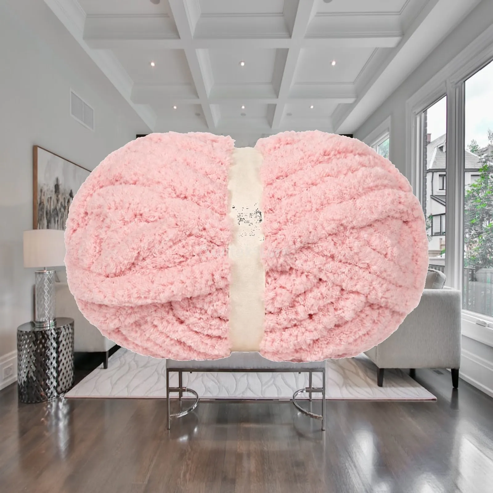 Thick Ribbon-Style Polyester Soft Yarn Fuzzy Polyester Yarn Ball Soft for Beginners, Scarf Making