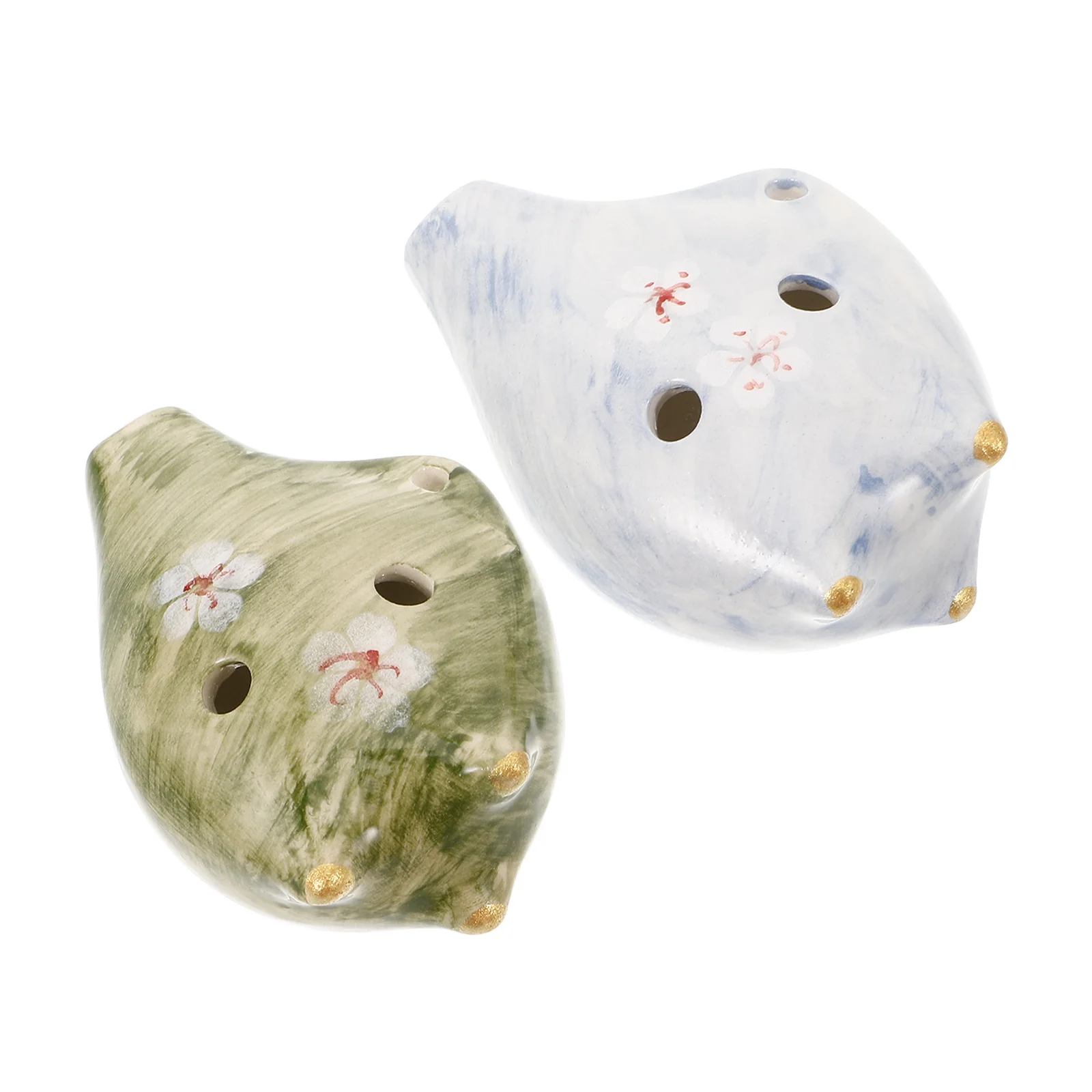 

2Pcs Small Ceramic Ocarina 6-Hole Japanese Musical Instrument Decorative Alto C Ocarina for Beginner Practice and Home Display