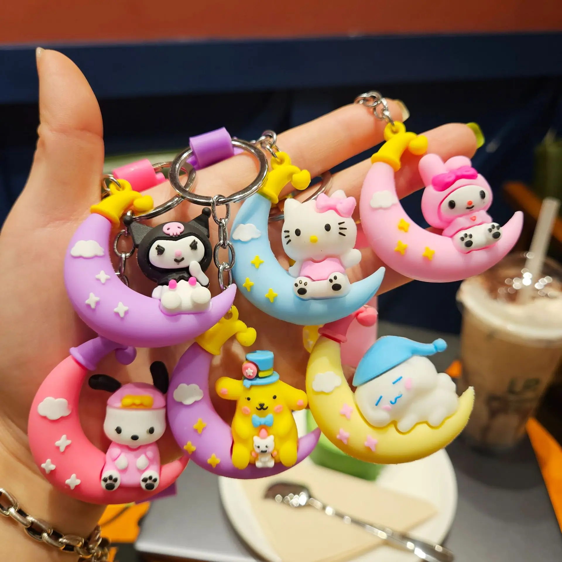 

Sanrio брелоки Hello Kitty брелоки Kuromi Melody кулон мультфильм сумка Украшение Cinnamoroll милая девушка подарок автомобиль кольца