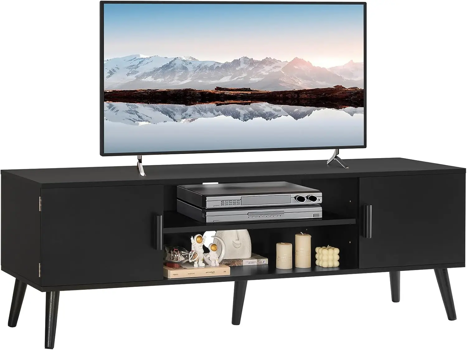 

70 inch TV, TV Console with Storage and Adjustable Shelves, Entertainment Center, Mid Century Modern TV Stand