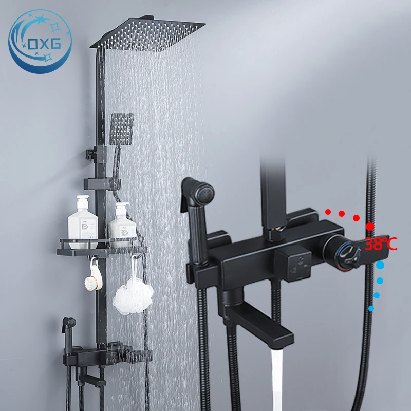 

Латунный термостатический смеситель для душа OXG, смеситель для ванной комнаты, Душевая система, термостатический, набор для Дождевого душа, Современный душ для ванной комнаты