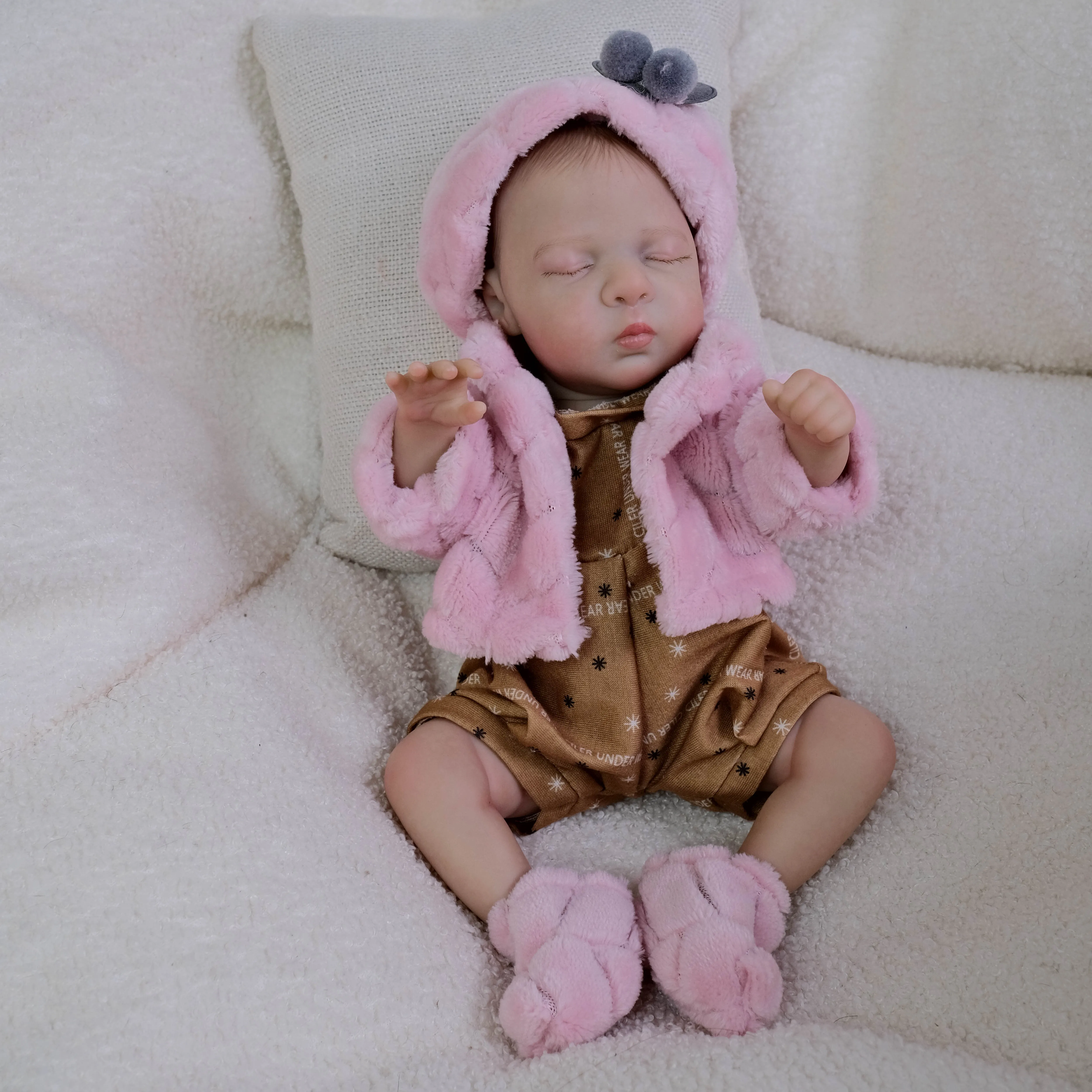 

12-дюймовая виниловая кукла Luna Soft Touch Cuddly Reborn Baby, многослойная живопись, спящая маленькая девочка, художественная кукла ручной работы