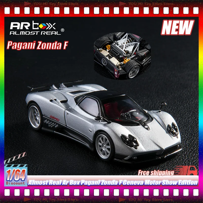 Nuevo modelo de coche a escala 1:64 de aleación fundida a presión, casi realista, Ar Box Pagani Zonda F Edición Geneva Motor Show, para coleccionistas, exhibición, juguete, regalo.
