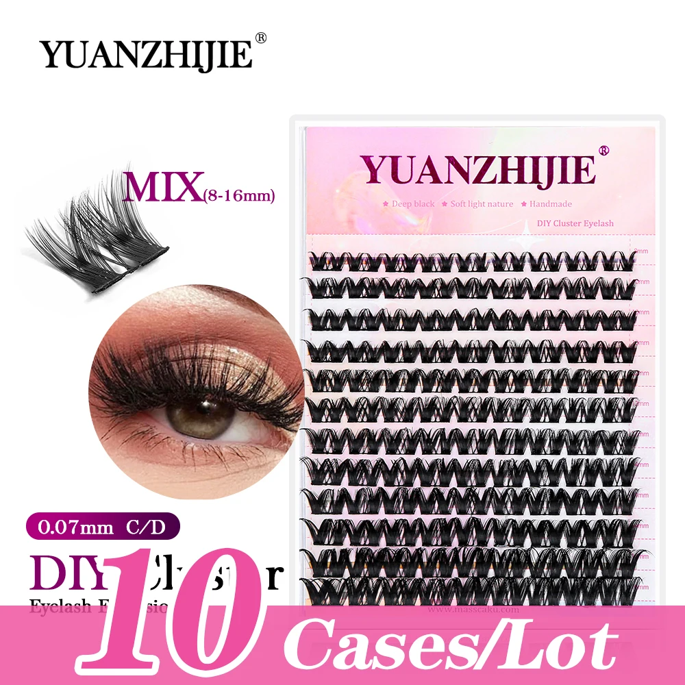 

10cases/lot YUANZHIJIE Segmented Eyelashes Faux Mink Lashes Makeup Cilias Trendy Styles Self-adhensive Cilis Make up Top Saler