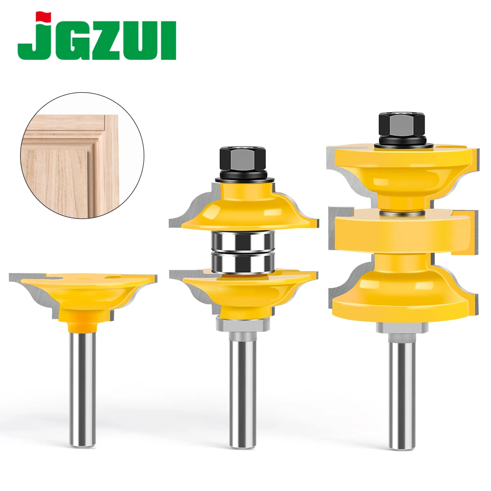 3pcs 8,12mm,1/2in Shank  T-Sloting Router Bit Bit With Bearing Wood Slot Milling Cutter T Type Rabbeting Woodwork Tool