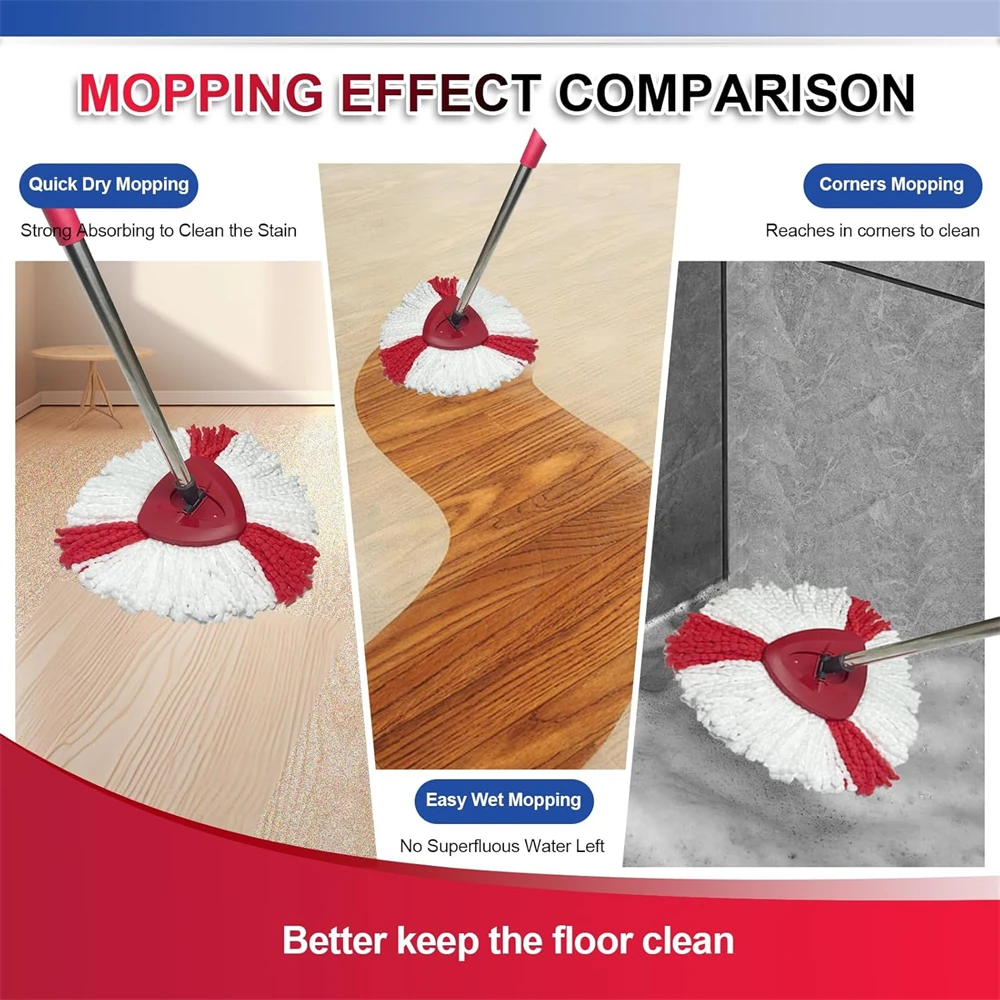 Mop Replacement Head Easy Cleaning Thickened  Rotating Triangular Microfiber Mop Cloth Pad Household Kitchen Mop Head  Accessory image 3