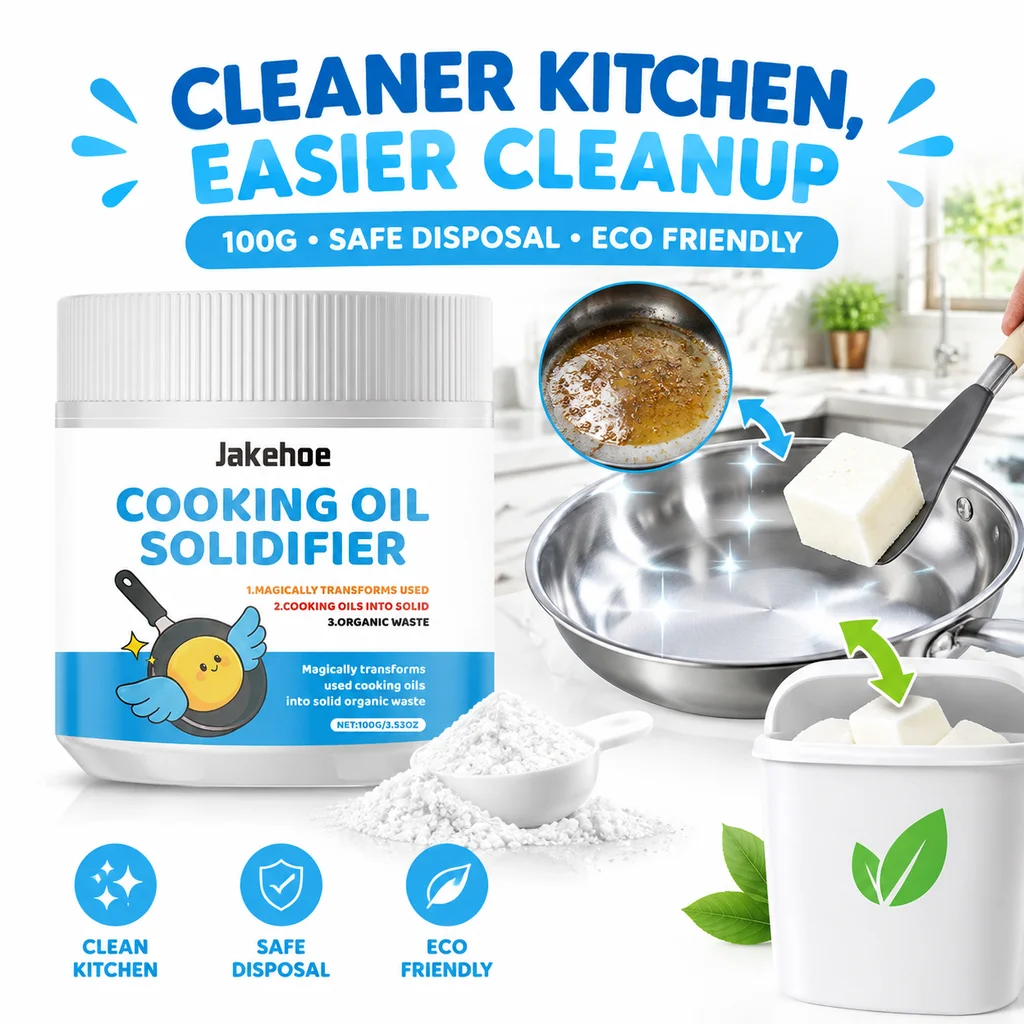 Cooking Oil Solidifier Powder Grease Hardener for Used Fryer Oil Waste Eco Friendly Easy Cleanup Drain Protector Kitchen Tool
