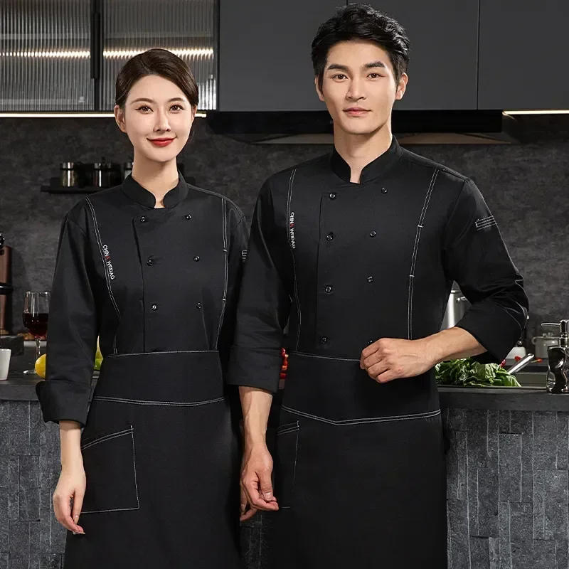 Breathable Sleeve Uniform Hotel Jacket Restaurant Clothes Cooking Logo Coat Chef T-shirt Kitchenchef Bakery Long