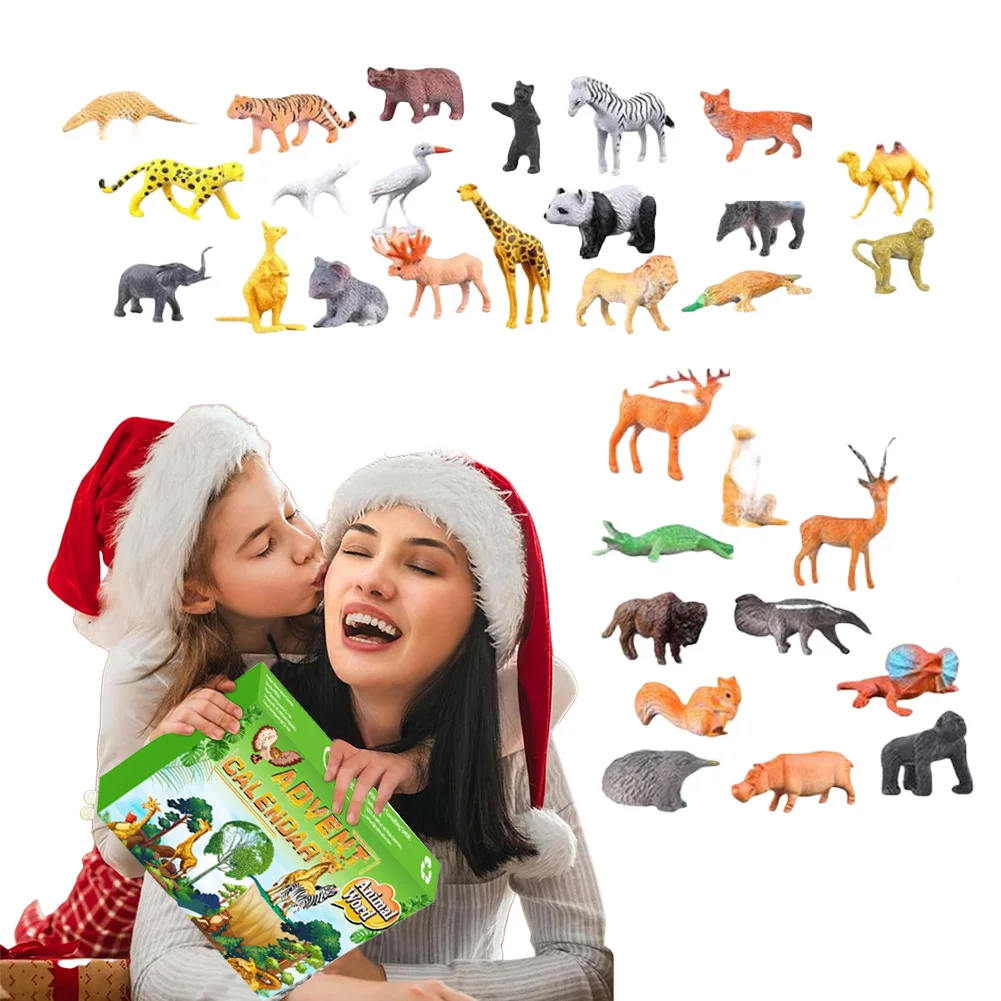 

Kids Animals Christmas Countdown Calendar with Realistic Animal Figurine Toys 24 Days Countdown Calendar for Kids Gift