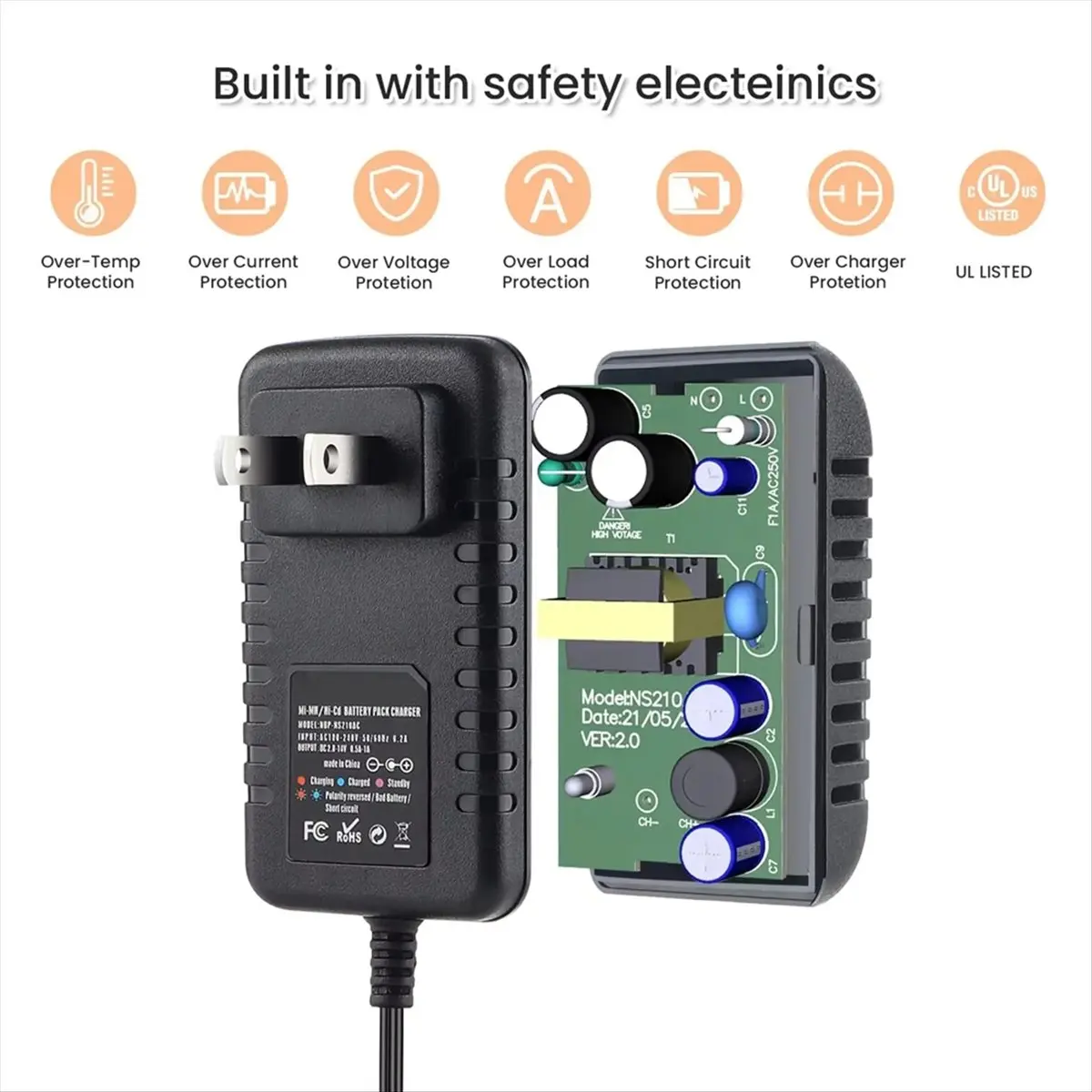 SCLS 9-in-1 RC Battery Charger for 4.8V 7.2V 8.4V 9.6V NiMH/NiCD, RC Car Charger for 2.4V-12V NiMH/NiCD Battery Pack EU Plug