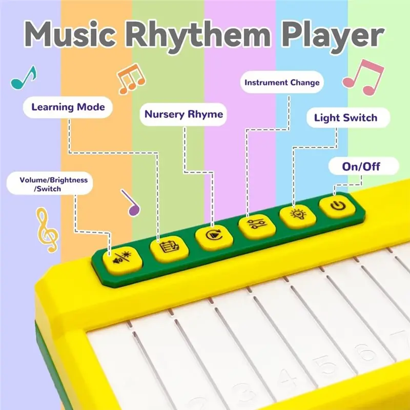 CGDS-Toddlers Piano With Rainbow Lights, Piano Keyboard Musical Instrument Learning , Music Interactive Birthday Gift