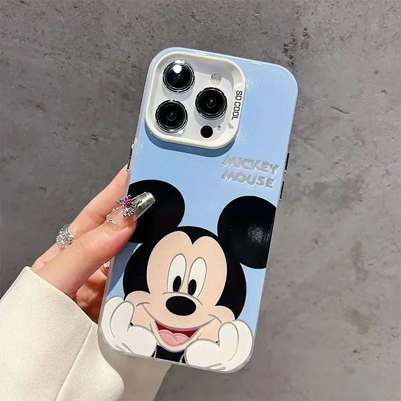 Cute Disney Mickey Minnie Mouse Matching Case for iPhone 15 16 Plus 11 12 13 14 Pro Max Anti-Scratch Shockproof Cartoon Cover