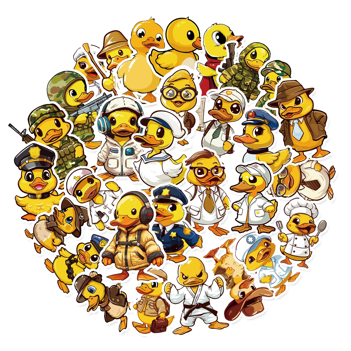 50pcs Cute Little Yellow Duck Cartoon Sticker Set, Waterproof Sticker For Mobile Phone And Laptop