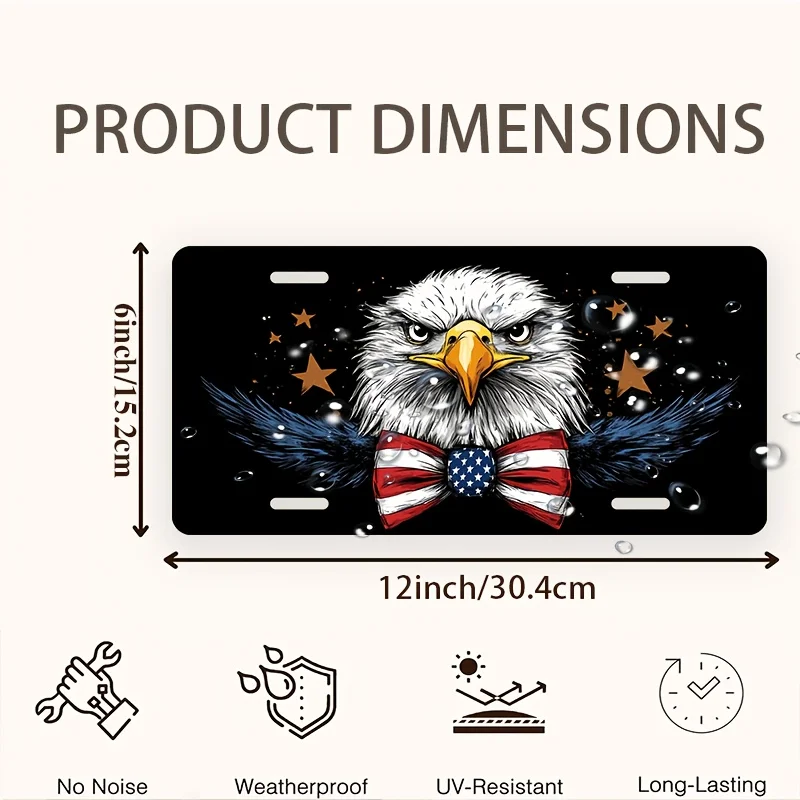 1pc 2D Flat Posters Star-Shaped Patriotic Eagle Front License Plate Frame, License Plate Cover And Frame, Fun Standard Size