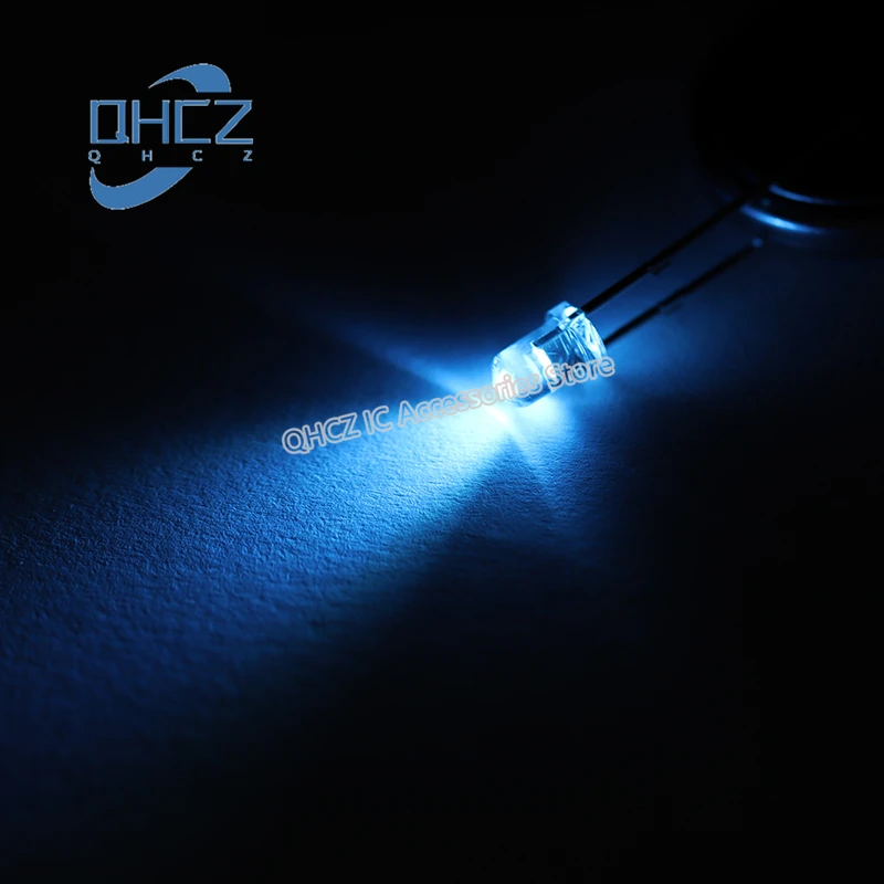 100pcs 3MM ice blue light F3 ice blue light light blue sky blue LED light-emitting diode with edge