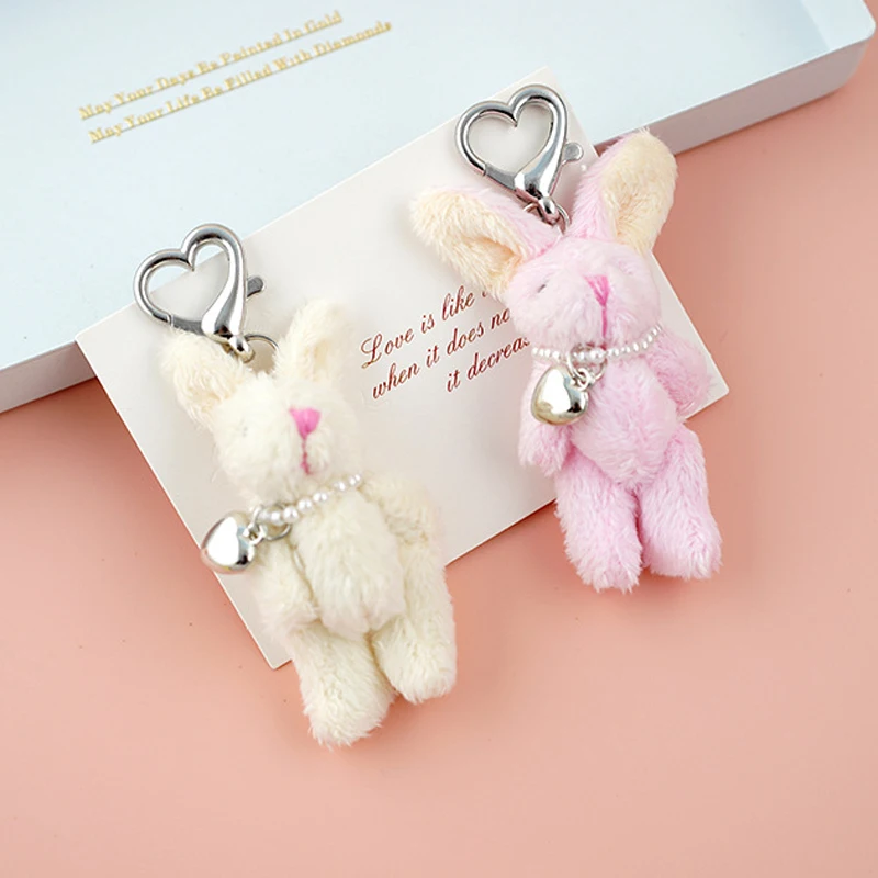 Cute Rabbit Dolls Keychain Bunny Heart Key Chain Korean INS Punk Bag Decoration Y2K Fashion Jewelry Pendant Accessories Gift